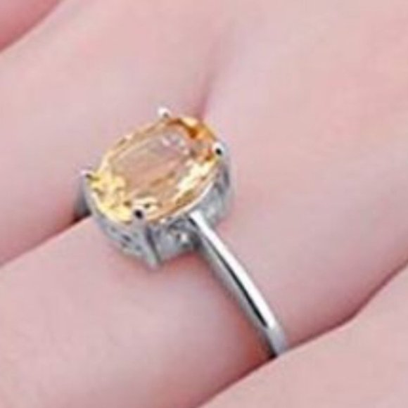 1.6CT Citrine Ring - 925 Sterling Silver - Picture 4 of 5